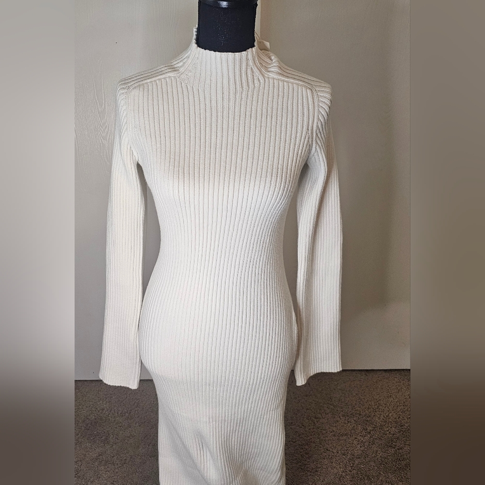 Z Supply White Long Sleeve Ribbed Dress
